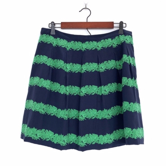J. Crew Dresses & Skirts - J.Crew Blue Green Beanstalk Stripe Silk Skirt